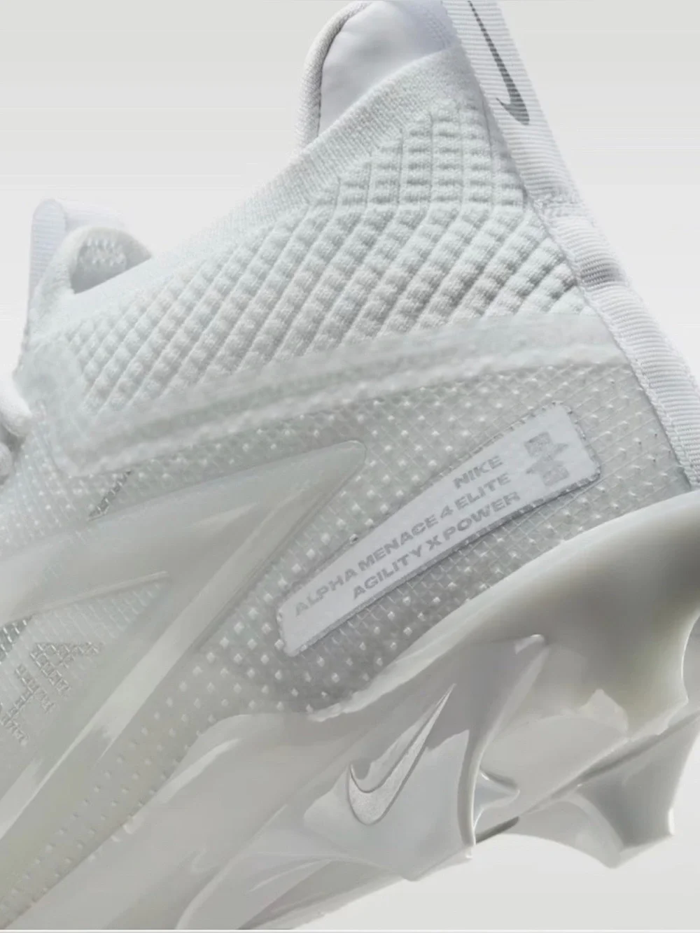 Nike Alpha Menace 4 Elite White/Metallic Silver Men's Football Cleat: FD7036-101